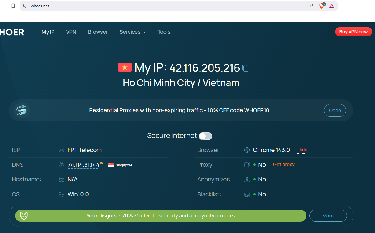huong dan dung whoer check ip