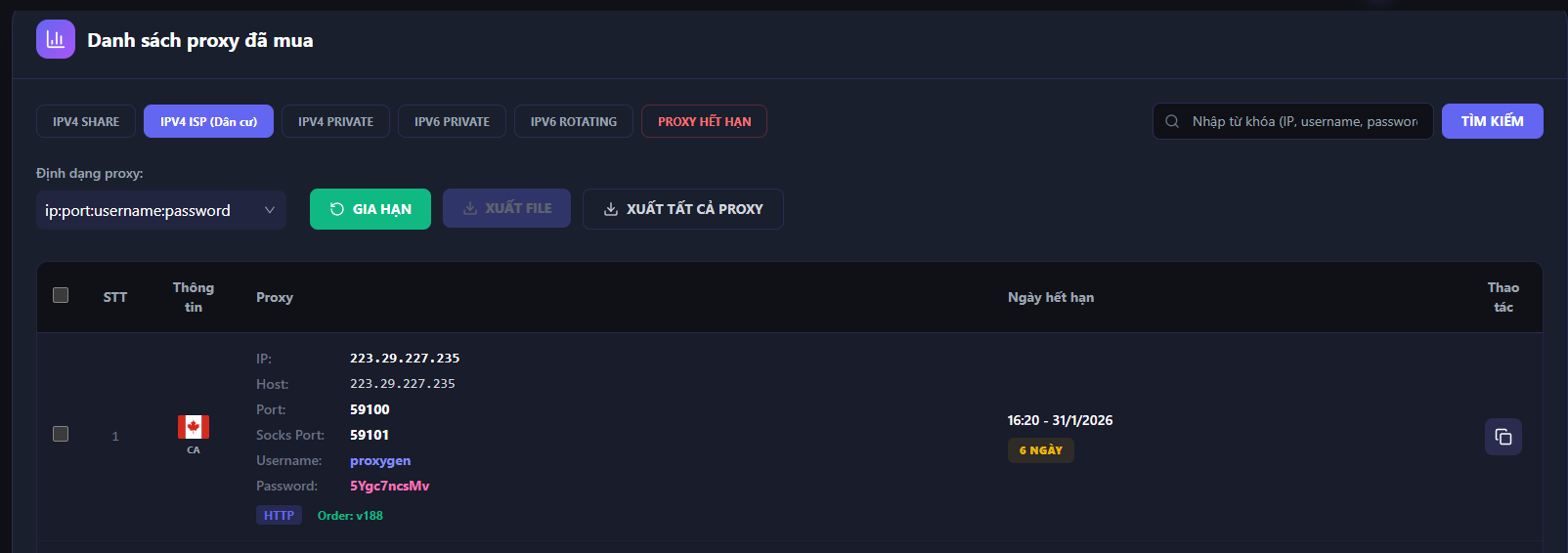 Quản lý proxy tại ProxyGen.Vn