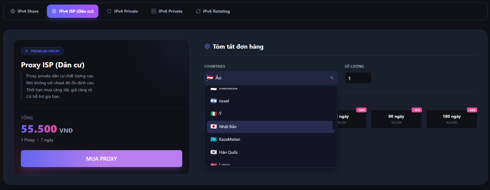 mua proxy dan cu isp nhat ban han quoc